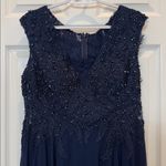 Mac Duggal NWT 20264 Navy Cap Sleeve Applique Bodice Flowy Gown Size 12 Photo 5