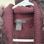 Alfani Burgundy  cardigan with fur trim Photo 1