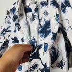 OSMAN YOUSEFZADA COLLECTIVE Blue White Floral Cutout Sleeves Shirt Size 10 FLAW Photo 9