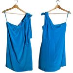 Banana Republic  Trina Turk 100% Silk One Shoulder Mini Dress Women's 14 Blue Photo 1