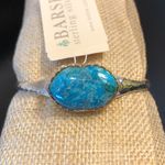 Sterling Silver BARSE Turquoise Cabochon Inlay Bangle w Brass Trim NWT Photo 1