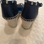 Marc Fisher  Black Studded Leather Espadrille Wedge Sandals Size 9M Photo 3