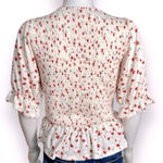MELLODAY Floral Blouse Cropped Short Sleeve Women’s Size Medium Peplum Red/White Photo 5