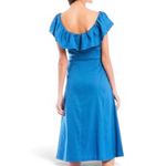 Antonio Melani Ember Linen Blue Button-Front Midi Dress Photo 1