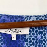 Parker Dominica Olympos Blue Faux Wrap Midi Dress short sleeve flowy Size large Photo 6