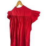 Madewell  Flutter Sleeve‎ Button-Front Poplin Mini Dress Red Pcockets Size Large Photo 6
