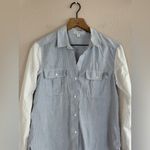 James Perse Standard  Blue White Contrast Cotton Button Down Shirt size 2 Medium Photo 2