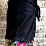Jantzen Vintage Swimsuit Cover Up Wrap Skirt One Size USA Black Floral T… Photo 0