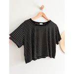 LESET | Amber Black White Stripe Crop Tee | Sz S Photo 1