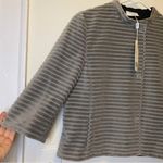 Akris Punto NEW Velvet Textured Faux Fur 3/4 Sleeve Jacket Stone Gray Sz 10 Photo 5