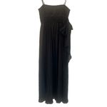 BCBGMAXAZRIA BCBG Strapless silk gown maxi floor length black flowy bow size 2P 2 Petite Photo 1