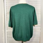 CRICKET LANE Vintage 80's Short Sleeve Embroidered Sweater Scallop Trim Green Photo 2