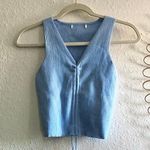 Baby blue v neck sweater vest with drawstring ruching effect Size M Photo 1