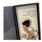 Luna Norte Mother Of Pearl Bag Charm Key Ring Clip Genuine Stone Moon Star Gold Photo 2