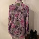 Size small long sleeve Purple pink and green flowered long sleeve top EUC Photo 5