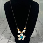 Flower Shell Necklace On Thin Rope Beach Hawaiian Bohemian Necklace 16” Tan Photo 0