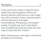 Tahari  White & Red Cherry Blossom Print Pajama Top & Pants Set S Photo 5