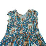 Soft Surroundings Kara Midi Dress Fiery Teal Print T-Shirt Flowy Petite Medium Photo 1