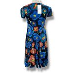 Leota NWT Nordstrom Size XS Blue Floral Jersey Faux-Wrap Dress - USA Packable Photo 4