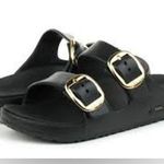 Skechers  arch fit 2 strap sandals black with gold buckles trendy women’s size 11 Photo 0