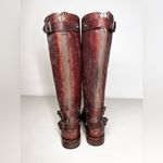 Frye  Veronica Brown Antiquet Leather Back Zip Cignac Buckle Tall Boots Size 6 Photo 3