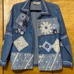Keren Hart Vintage Jean Jacket Appliqué Beaded Boho Retro  Small Photo 0