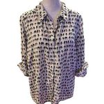 Jane and Delancey  Women's 1X Bird Print Button-Up Shirt Multicolor High Low Photo 0