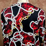 Shavonne Dorsey Chain/Rope Print Asymmetrical Blouse Red/Black L Red Size L Photo 10