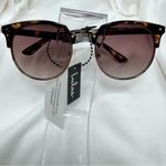 Lulu’s Tortoiseshell Horn Rim Rounded Half Frame Sunglasses Blocks 100% UVA UVB Brown Photo 3