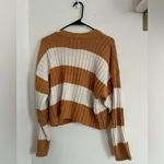 American Eagle  Knit Yellow/White Striped Sweater size medium. Photo 1