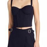 AQUA  Pinstripe Bustier Crop Top‎ Sleeveless Lined Party Clubwear Photo 0