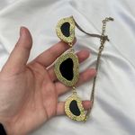 Chunky Structured Black Crystal Stone Statement Short Necklace Photo 5