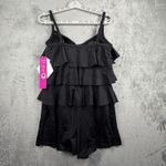Fit 4 U Swimsuit 10 Black Tiered Ruffle Swimdress Shorts Modest Neutral Minimal Photo 2