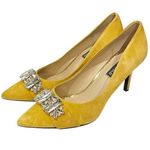 Karl Lagerfeld  Size 9.5 Mustard Yellow Leather Rada Crystal Pumps Photo 0