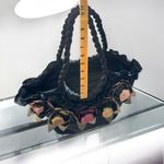 Pashmina Black Fabric Lightweight Handbag with 3D Satin Color Flowers ***Item: Photo 10