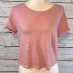 Me to We  T-Shirt Cropped w Roll Edge Sleeves Washed Pink-Small Photo 0