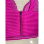 EXPRESS  Hot Pink Ribbed Zip Up Crop Top Women’s Size Large Photo 3