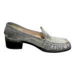 ZARA  Shimmery Silver Leather Square Toe Loafers Photo 1