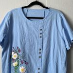 Floral Lightweight Top Womens 2X Summer Casual Beachy Contemporary Feminine Blue Photo 1