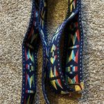 Belt Southwestern Womens Made in France Blue Red Yellow Geometric Brass Buckle Photo 9