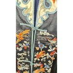 Kimono Vintage Mandarin Silk Robe Jacket Embroidered Geisha Oriental Jinhua MED Blue Photo 8