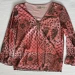 st. john's bay Y2K Top‎ Large Floral Fairy Grunge Western Boho Cowgirl Indie Flare Keyhole Pink Photo 0