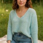 Handmade Vintage Pastel Blue Textured Knit Sweater Women’s Small Photo 0