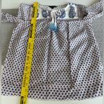 J.Crew White Blue Burgundy Block Floral Print Cotton Tie Front Tunic Top Sz 00 Photo 10