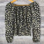 H&M Divided by Long Sleeve Daisy Peasant Top NEW XS Smocked Off Shoulder Black Photo 0
