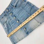 American Eagle Light Wash Button Front Hi-Rise A-Line Skirt Super Stretch Sz 4 Photo 4