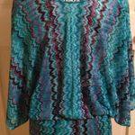Karina Grimaldi NWT  “Nicole” Knit Dress Size XS Teal Zig Zag Photo 4