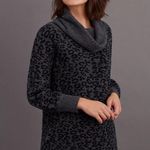 Anthropologie Emmy Cowl Neck Sweater Long Sleeve Cheetah Gray Black Cozy Size S Photo 3