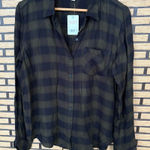 Lucky Brand  Olive And‎ Black Plaid Button Down Shirt Size Medium Photo 0