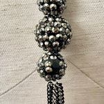 BlackĀ silver chain long necklace with rhinestoneāballs Photo 2